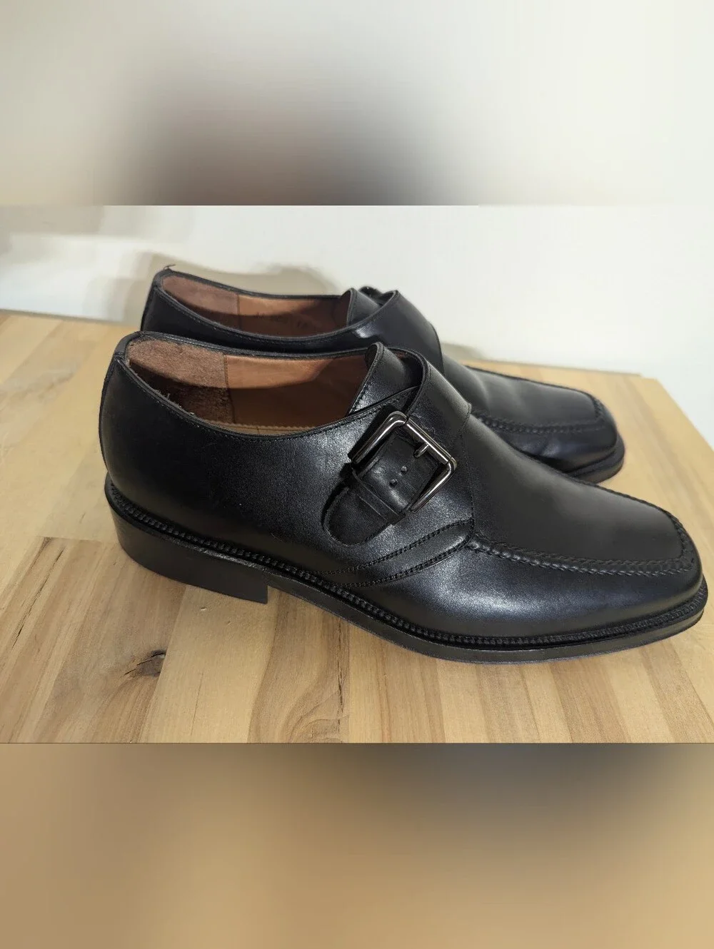 Cole Haan Black Leather Single Monk Strap Dress Shoes 10